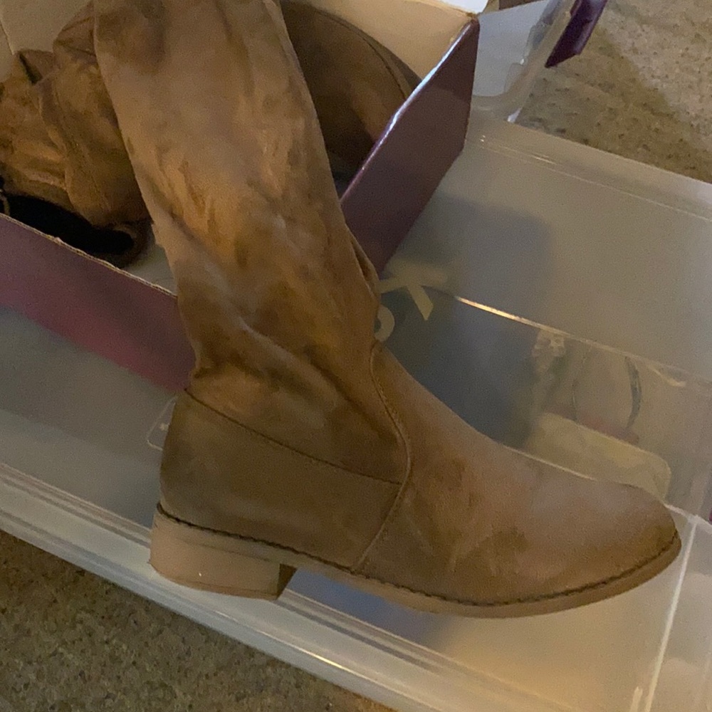 Over the knee suade boots